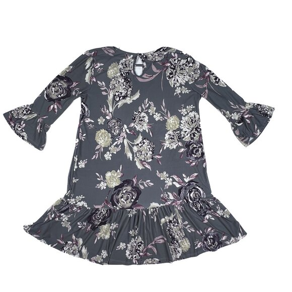 Everly Extra-Soft Floral Keyhole Bell Sleeve Shift with Ruffled Hem Size M - Picture 6 of 8